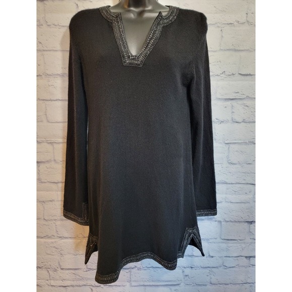 Armand Diradourian Size Small 100% Cashmere Sweater Tunic New York Sequin Beaded - Picture 1 of 8